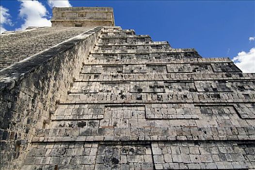 奇琴伊察,楼梯,库库尔坎金字塔,卡斯蒂略金字塔,尤卡坦半岛,墨西哥,世界遗产