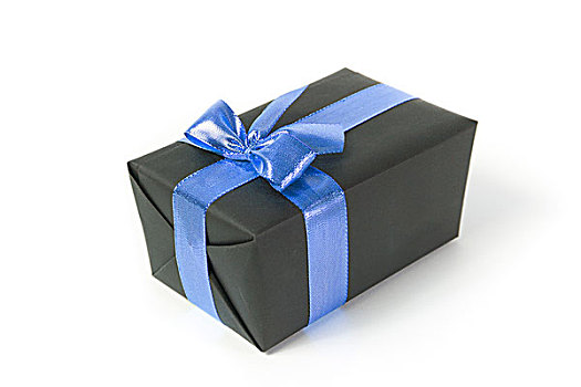 黑色,礼盒,蓝带,白色背景,背景