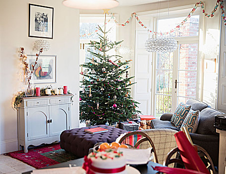 喜庆,装饰,圣诞树,客厅