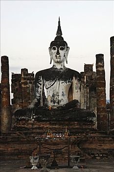 玛哈泰寺,坐佛,雕塑,公园,素可泰,泰国
