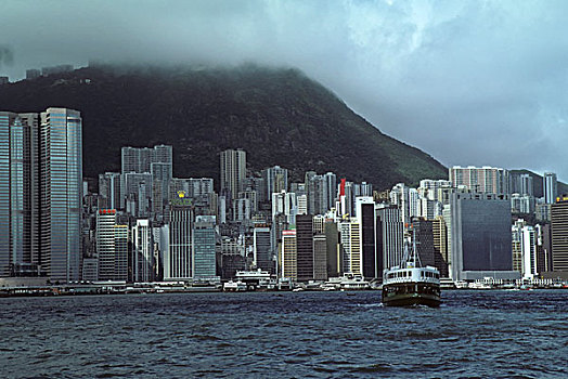 香港,星,渡轮,正面,天际线