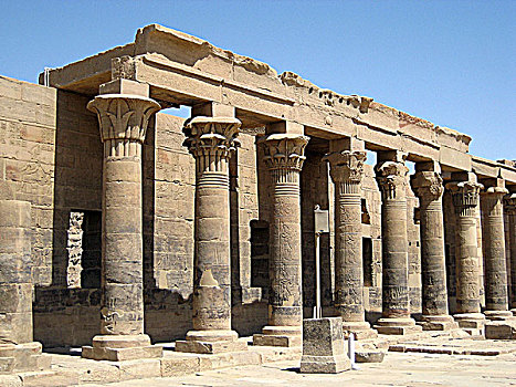 柱廊,柱子,多柱厅,寺庙,伊希斯,菲莱岛,埃及