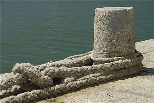 绳索,系船柱,港口,托斯卡纳,意大利