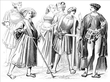 法国人,贵族,女人,守卫,绅士,15世纪