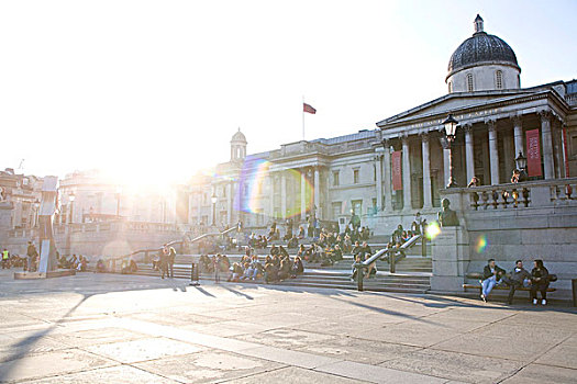 特拉法尔加广场,国家美术馆,伦敦,英格兰,英国,欧洲