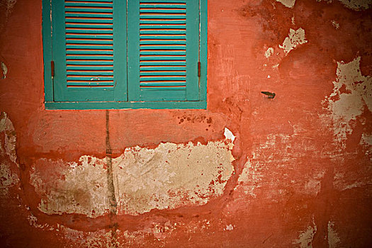 绿色,百叶窗,墙壁,掉漆,达喀尔,塞内加尔
