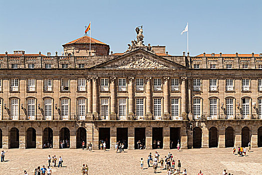 中心,正面,宫殿,1777年,市政厅,座椅,总统,世界遗产,圣地亚哥,省,加利西亚,西班牙,欧洲
