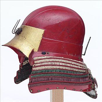 红色,漆器,头盔,护甲,日本,19世纪,艺术家,未知