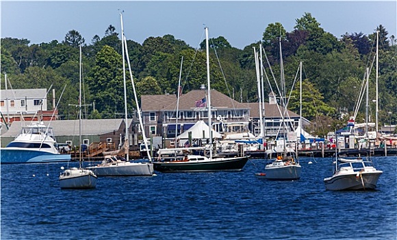 游艇俱乐部,港口,船,码头,马萨诸塞