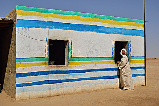彩色,努比亚,房子,荒芜,北方,苏丹,非洲