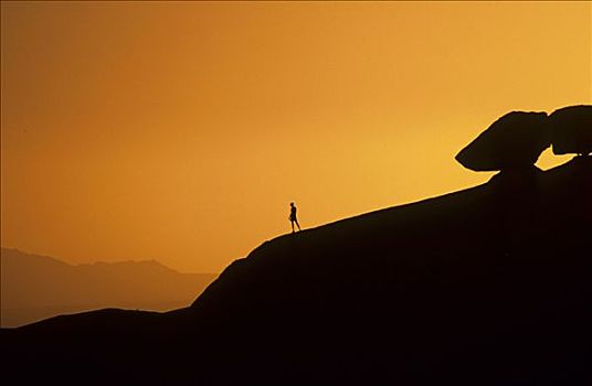 登山者,日落,纳米比亚,非洲
