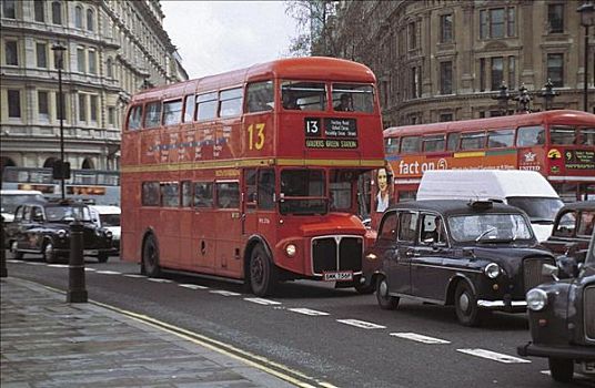 双层巴士,街景,伦敦,英国,欧洲