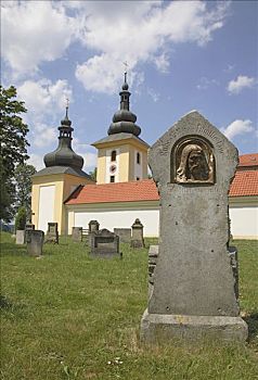 墓碑,历史,墓地,朝圣教堂,玛丽亚,洛雷托,区域,埃格尔,捷克共和国,欧洲