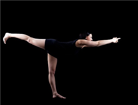 女人,暗色,训练,瑜珈,平衡,姿势
