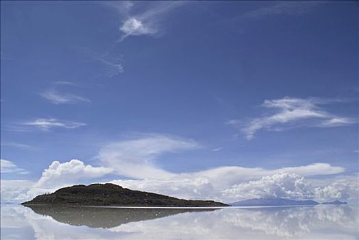 岛屿,盐,荒芜,盐湖,乌尤尼,玻利维亚