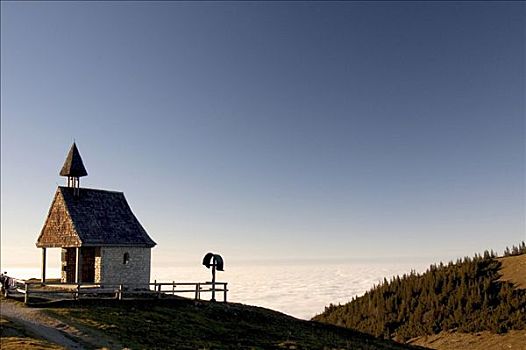山,小教堂,坎彭完特山,巴伐利亚,德国