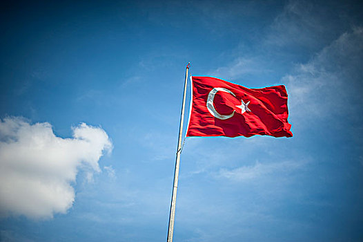 土耳其,旗帜,蓝天