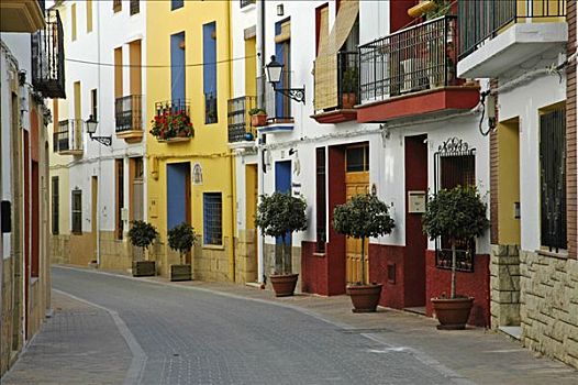 道路,旧城,彩色,装饰,房子,白色海岸,西班牙