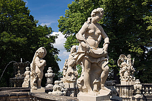 巴洛克,雕塑,茨温格尔宫,宫殿,德累斯顿,萨克森,德国,欧洲
