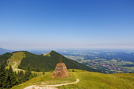 风景,山,俯视,坏,右边,区域,上巴伐利亚,巴伐利亚,德国,欧洲