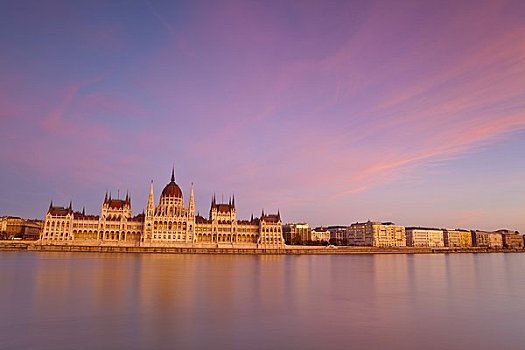 匈牙利,建筑,黄昏,布达佩斯