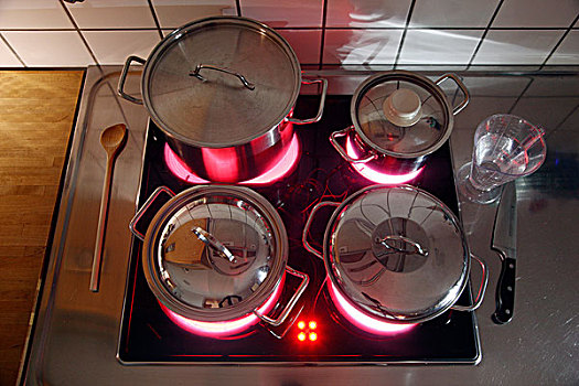 不生锈,钢铁,烹调,锅,电,炉子,玻璃陶器,炉灶面
