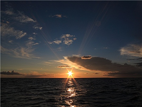 生动,日落,上方,波罗的海