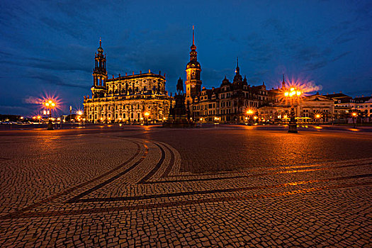 德累斯顿,历史,老城,大教堂,城堡,蓝色,钟点