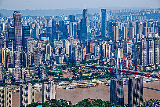 2062年重庆市南岸区南山老君洞道观俯瞰重庆渝中与南岸两区