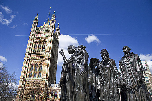 英格兰,伦敦,议会,地点,加莱,雕塑