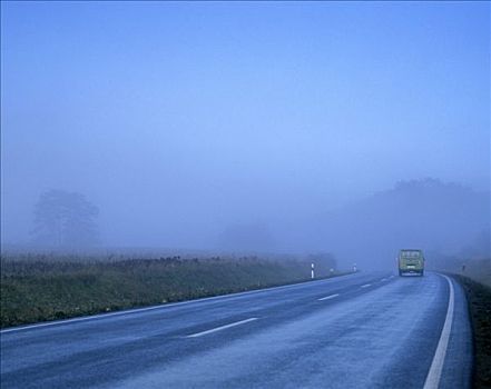 乡间小路,雾,汽车,德国