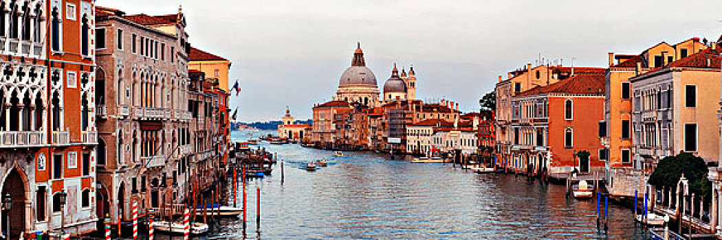 威尼斯,教堂,圣马利亚,行礼,运河,意大利,全景
