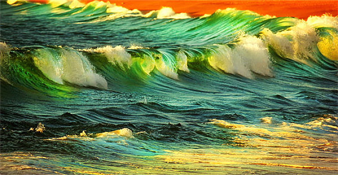 波浪,海浪,岸边,日落