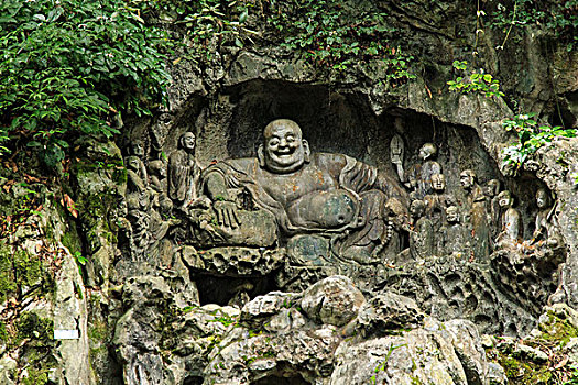 寺浙江杭州西湖灵隐寺杭州灵隐寺杭州灵隐飞来峰-布衣弥勒佛杭州灵隐