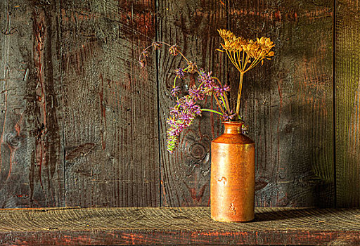 静物,图像,干花,乡村,花瓶,风化,木质背景