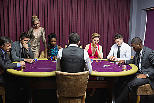 人,坐,纸牌,桌子,赌场