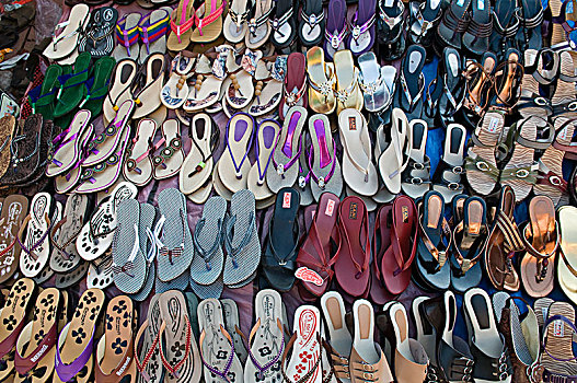 印度,奥里萨帮,女人,鞋,市场