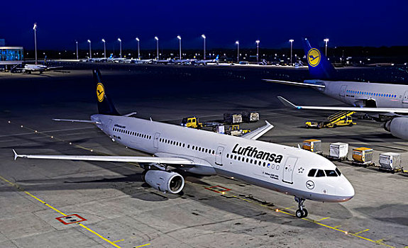 空中客车,汉莎航空公司,航站楼,慕尼黑,机场,上巴伐利亚,巴伐利亚,德国,欧洲