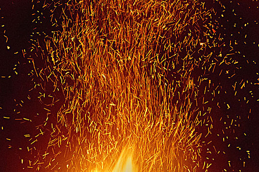 火花,上升,篝火,蒙特利湾,加利福尼亚