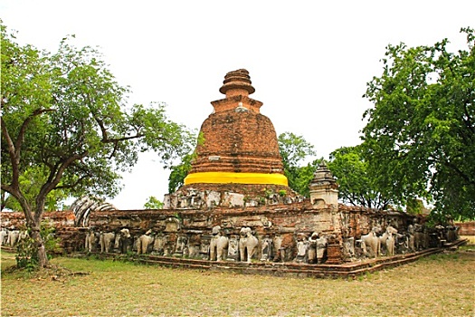 老,庙宇,建筑,寺院,大城府,泰国