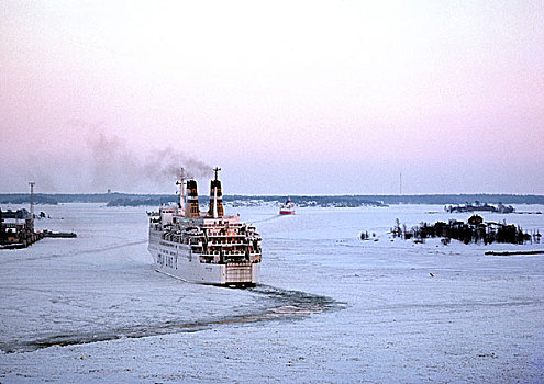 波罗的海,船,雪,水