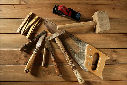 木匠,工具,锯,锤子,木头,磁带