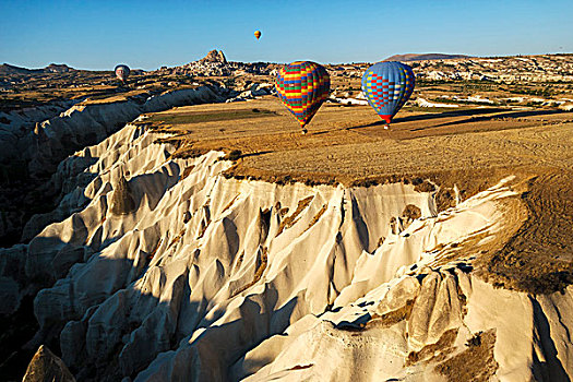 航拍,热气球,降落,乌希萨尔,卡帕多西亚,中安那托利亚,土耳其