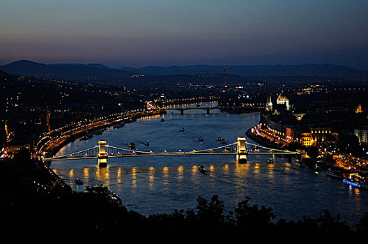 桥,河,多瑙河,布达佩斯,匈牙利
