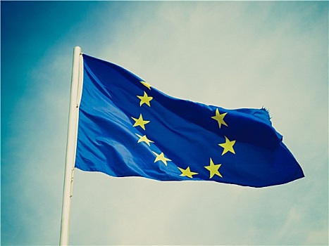 复古,看,旗帜,欧洲