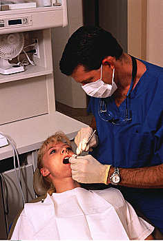 男性,牙医,检查,女性,牙齿