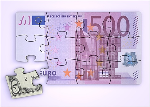 500欧元,钞票,拼图,美元,块