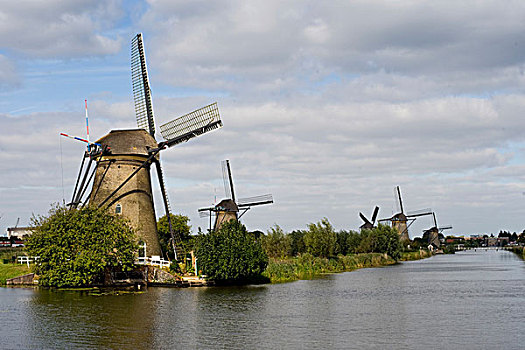 小孩堤防风车村,圩田,荷兰南部,荷兰,欧洲