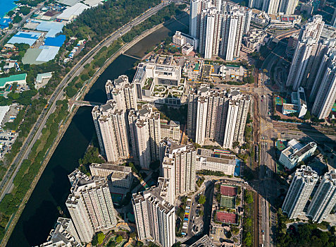 俯视,城市,香港