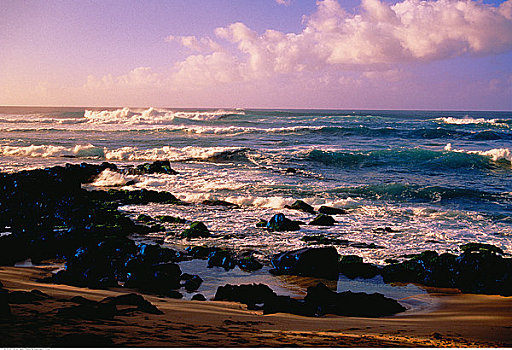 海浪,海岸线,北岸,瓦胡岛,夏威夷,美国